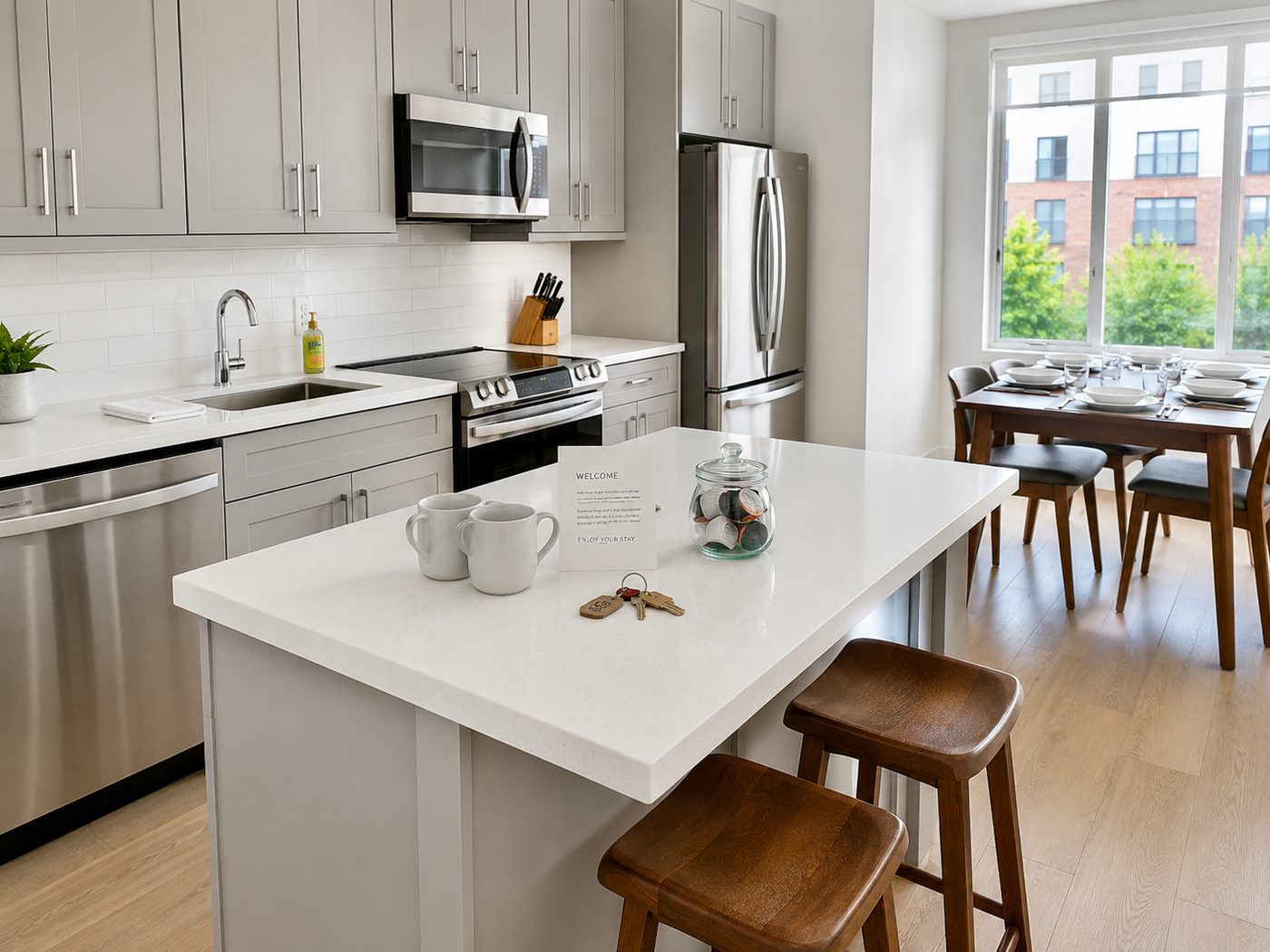 Cocina limpia y lista para el check-in en apartamento de Cala de Finestrat